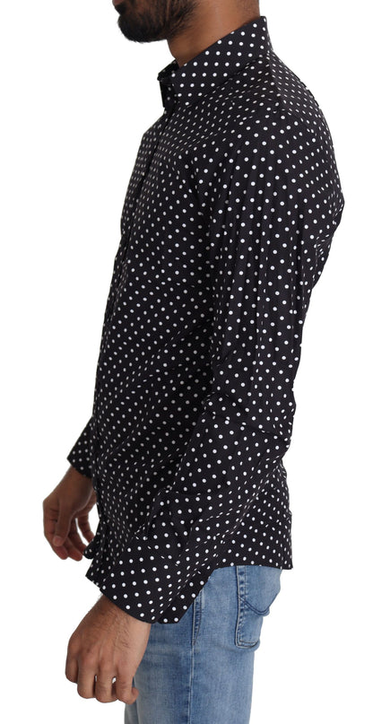 Camicia casual a pois bianchi neri