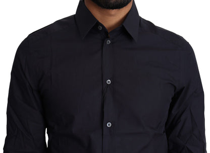 Camicia elegante in cotone blu navy