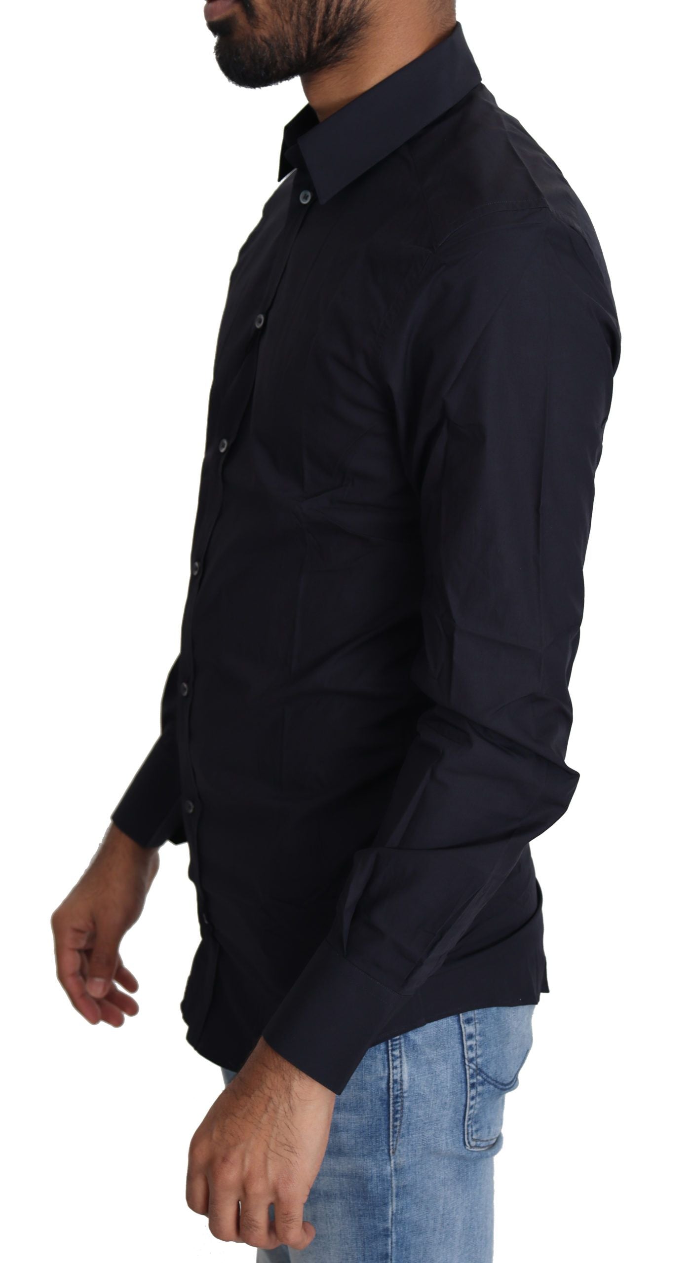 Camicia elegante in cotone blu navy