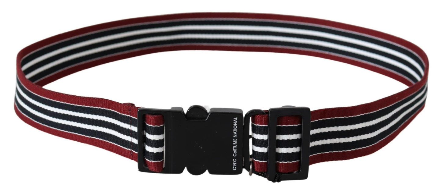 Ceinture à boucle noire et argentée à rayures noires et marron