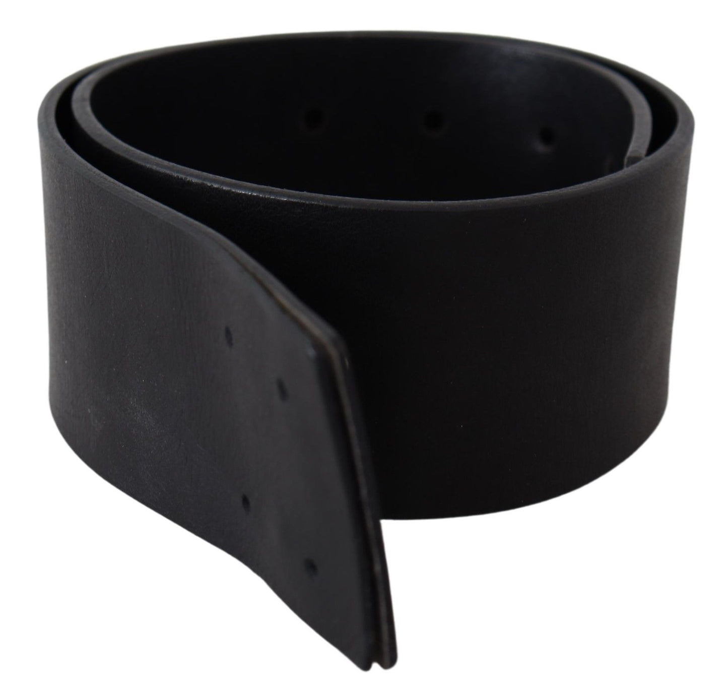 Ceinture large à logo en cuir véritable noir