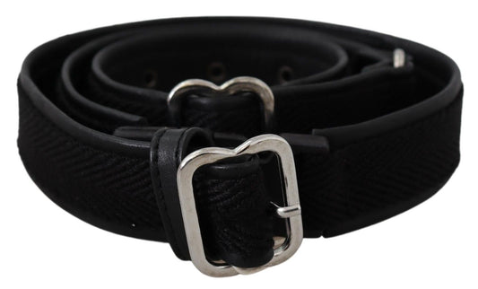 Ceinture à boucle en métal chromé argenté en cuir noir