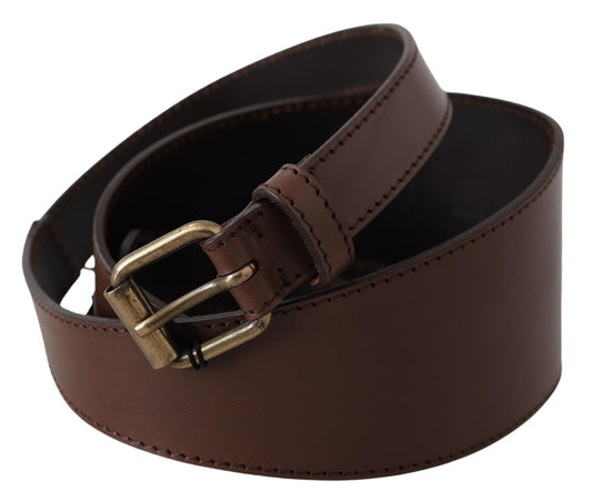 Ceinture à boucle en métal doré en cuir marron