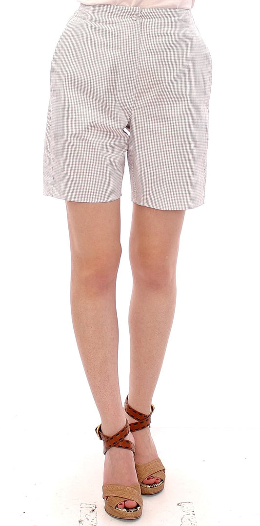 Shorts bianchi in cotone elasticizzato a quadretti