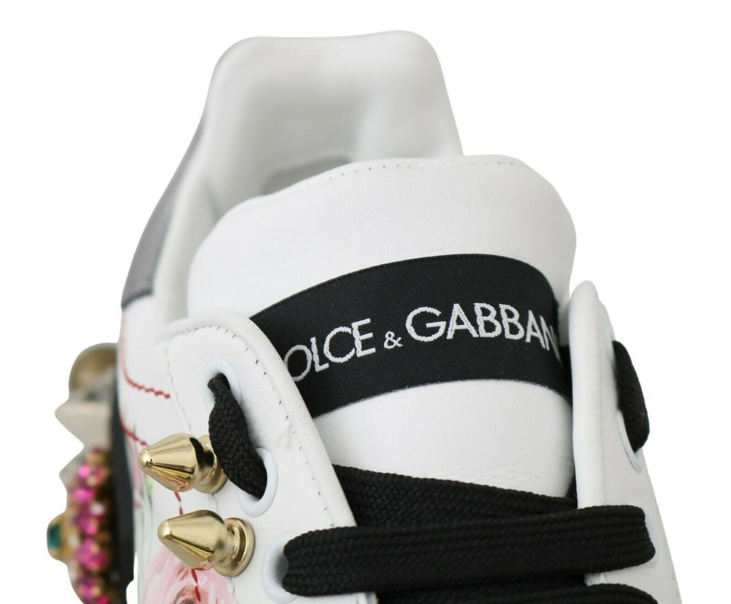 Dolce &amp; Gabbana Sneakers aus Leder mit Blumen- und Kristallverzierung