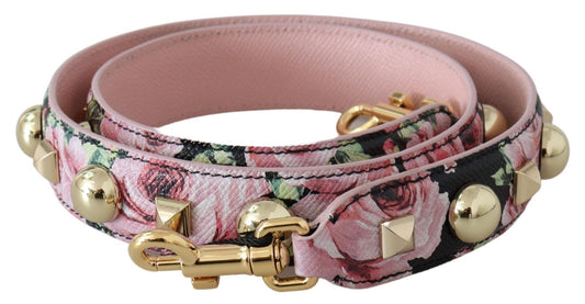 Tracolla accessoria per borsa con borchie dorate floreali rosa