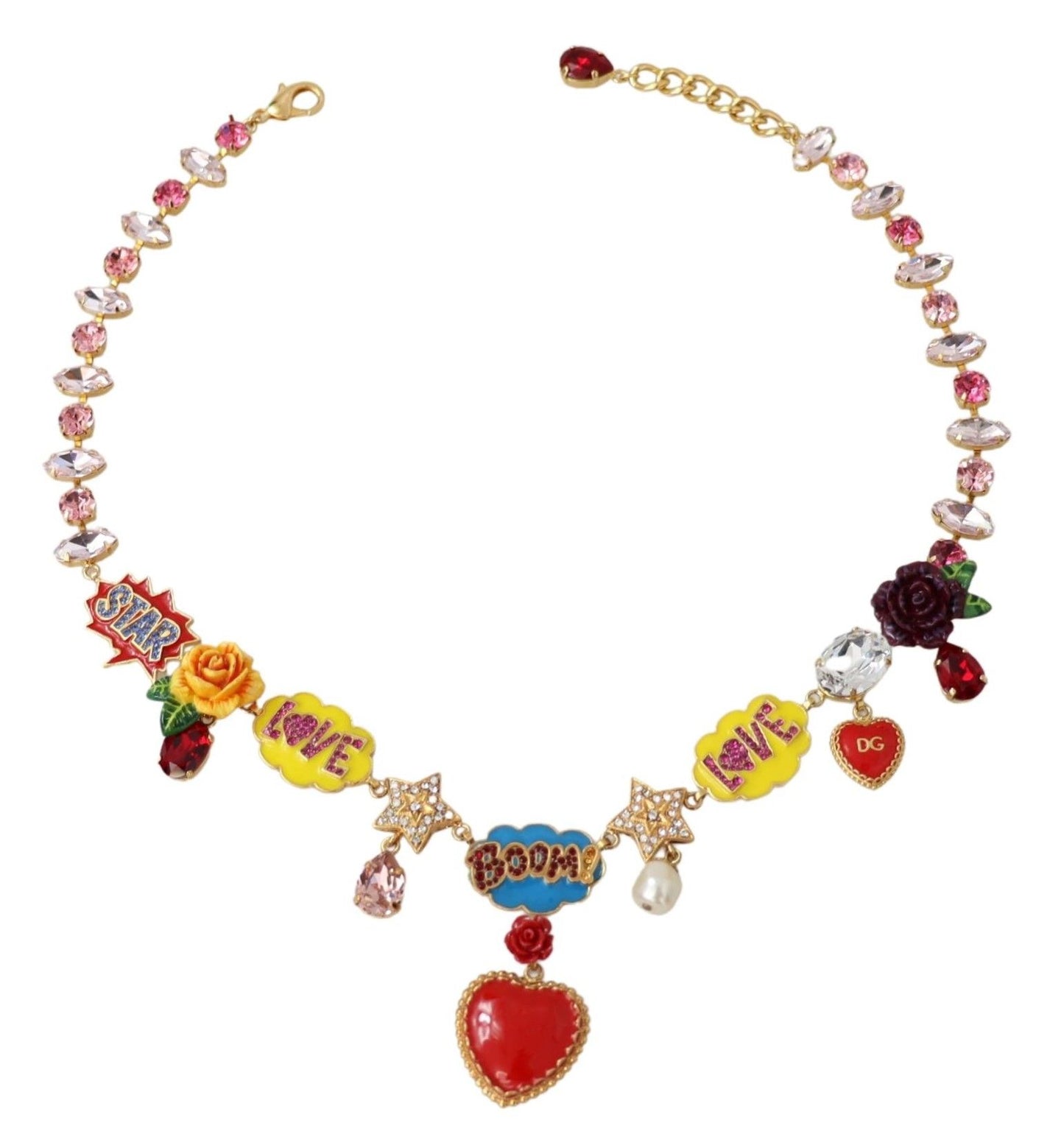 Collier de chaîne de cristaux de boom d'étoile d'amour de dessin animé d'or