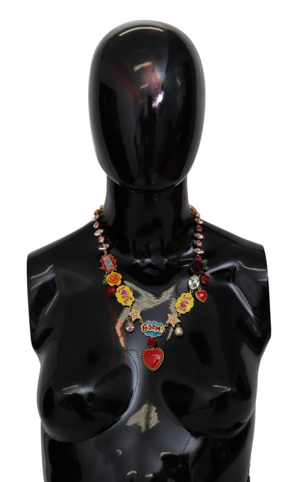 Collier de chaîne de cristaux de boom d'étoile d'amour de dessin animé d'or