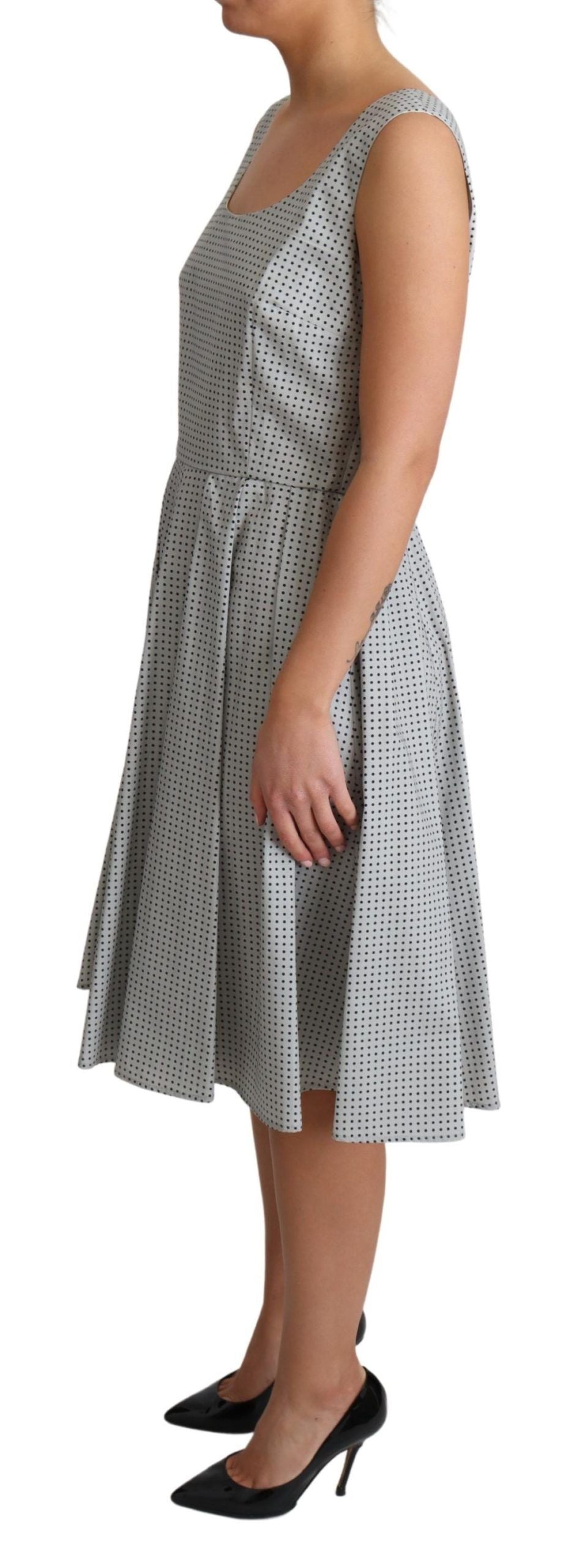 Robe trapèze en coton à pois gris