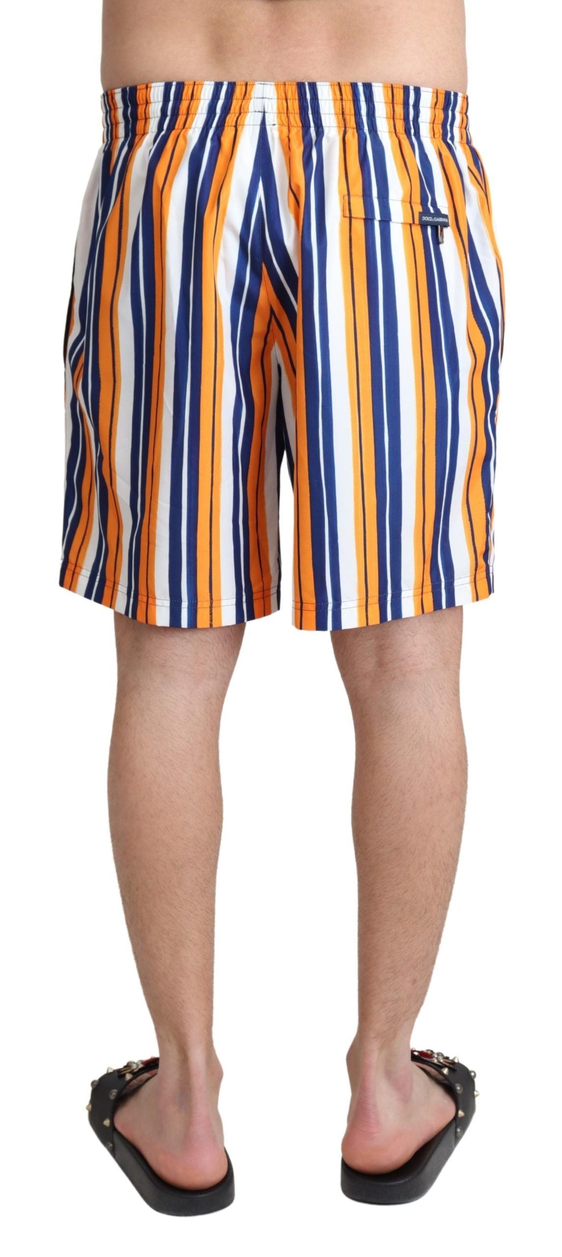 Mehrfarbig gestreifte Beachwear-Badeshorts