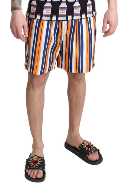 Mehrfarbig gestreifte Beachwear-Badeshorts