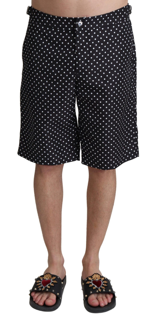 Schwarze Beachwear-Shorts mit Polka Dots und Badebekleidung