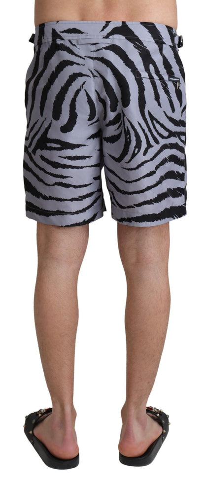 Graue Strandshorts mit Zebramuster