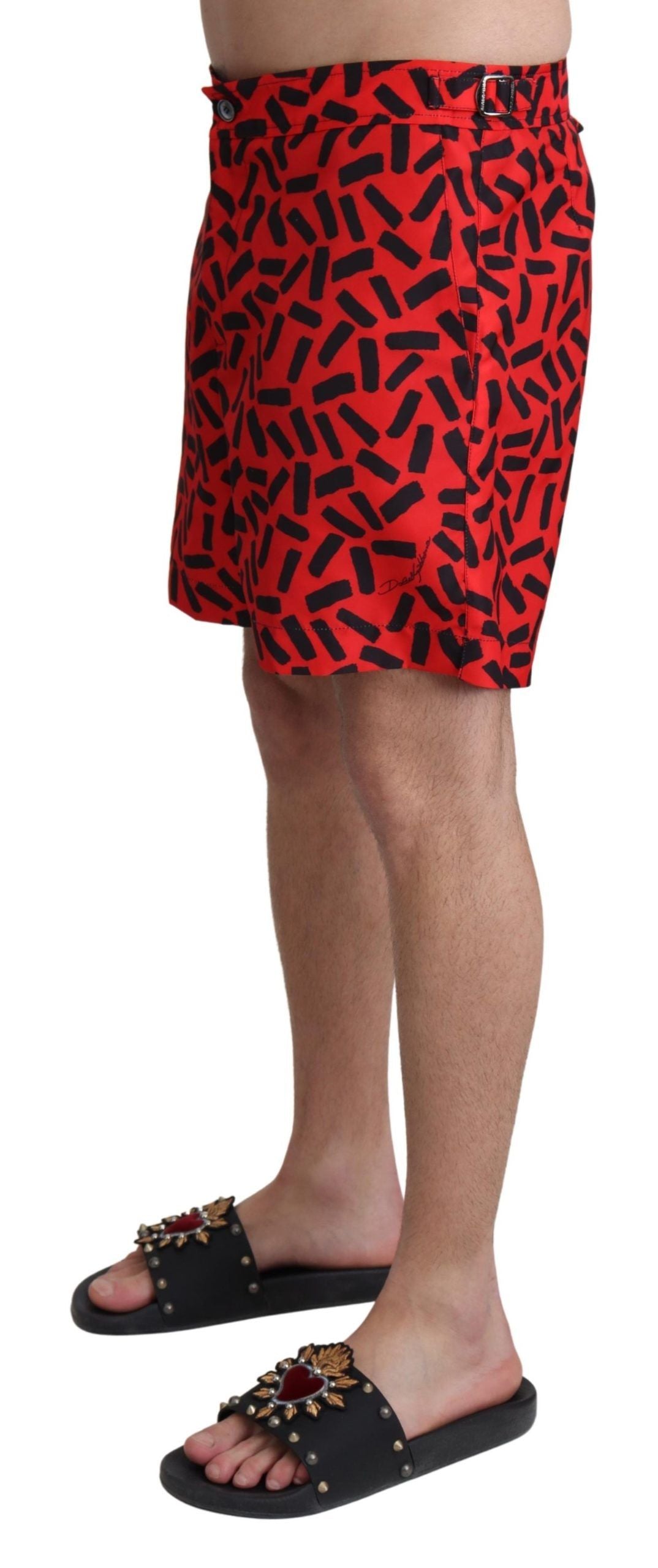 Rot gemusterte Beachwear Shorts Bademode