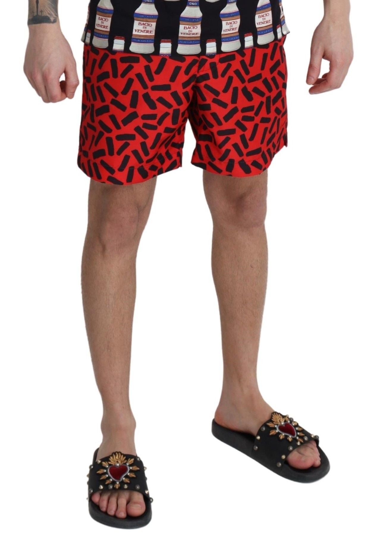 Maillots de bain shorts de plage à motifs rouges