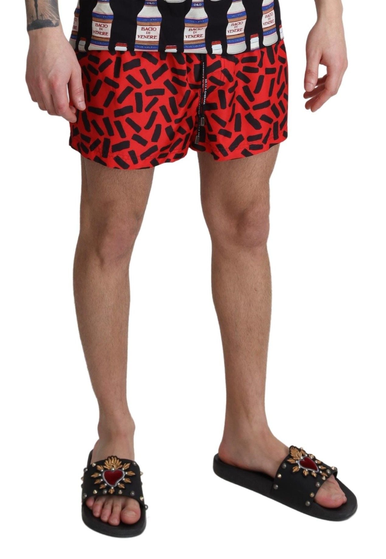 Maillots de bain shorts de plage à motifs rouges