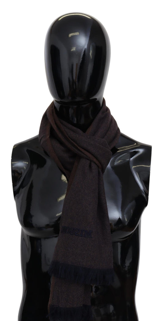 Sciarpa unisex con frange avvolgenti al collo marrone 100% cashmere