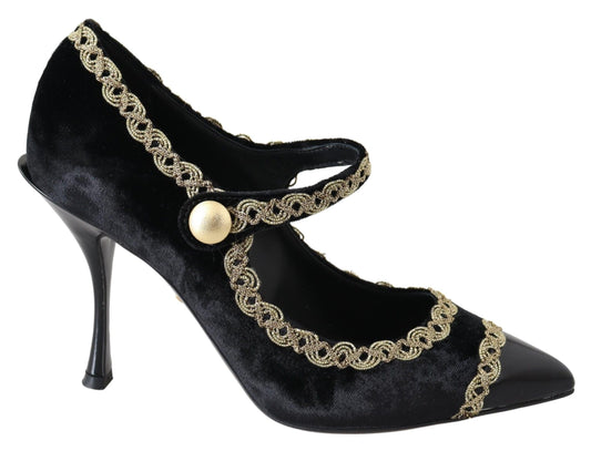 Dolce &amp; Gabbana Elegante Pumps aus Samt mit Stickereien