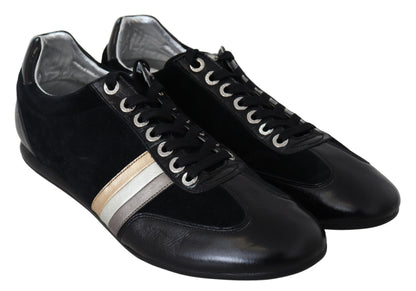 Scarpe da ginnastica da uomo casual in pelle con logo nero