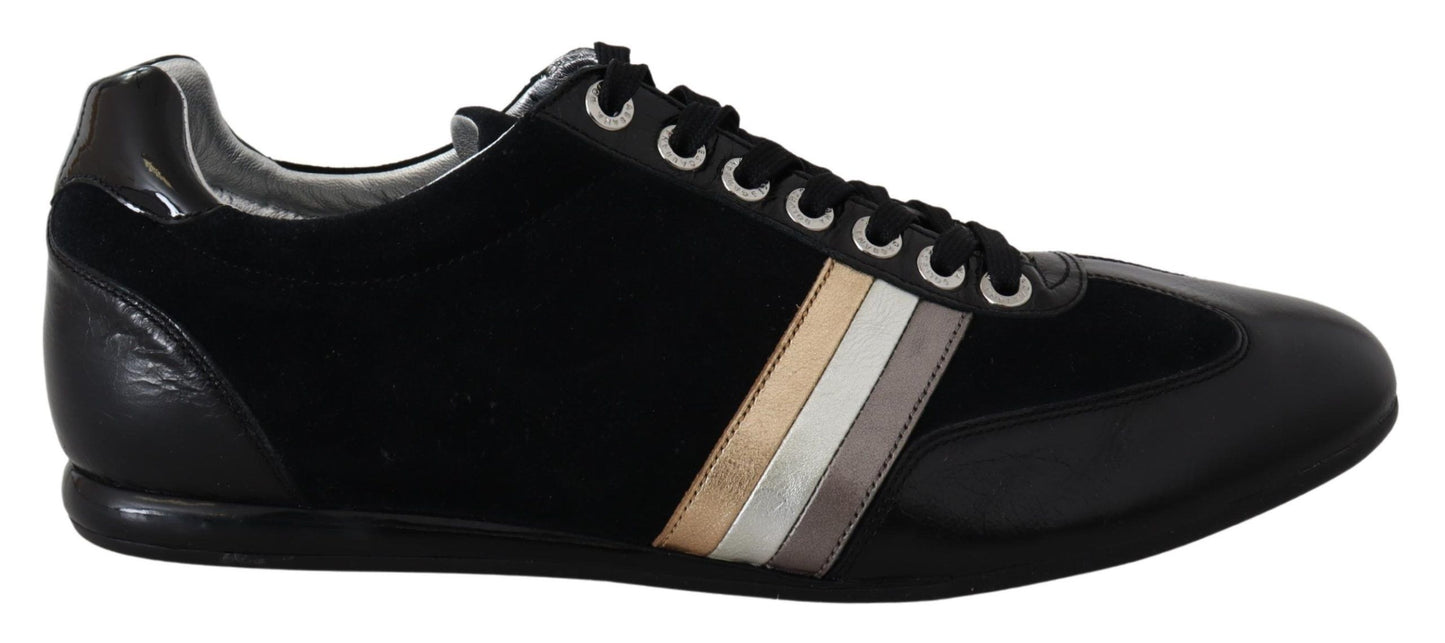 Scarpe da ginnastica da uomo casual in pelle con logo nero