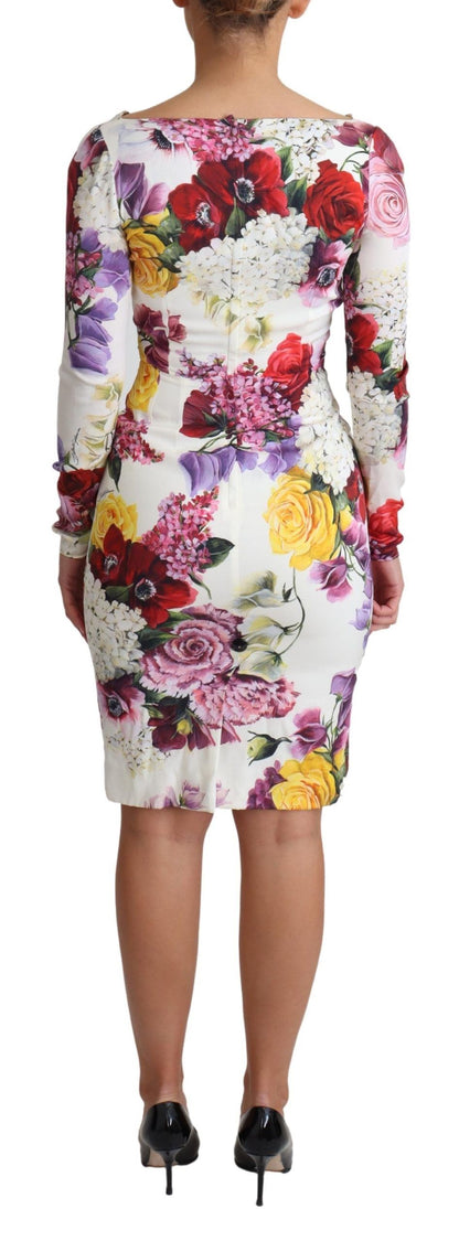 Dolce &amp; Gabbana Elegantes Etuikleid aus Seide mit Blumenmuster