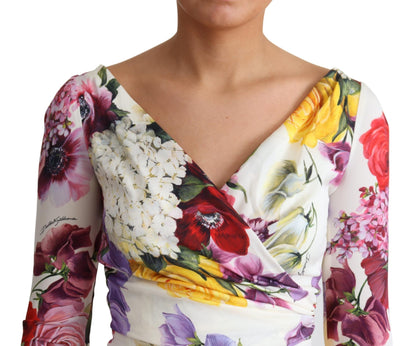 Dolce &amp; Gabbana Elegantes Etuikleid aus Seide mit Blumenmuster