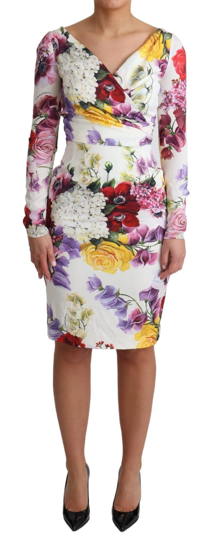 Dolce &amp; Gabbana Elegantes Etuikleid aus Seide mit Blumenmuster