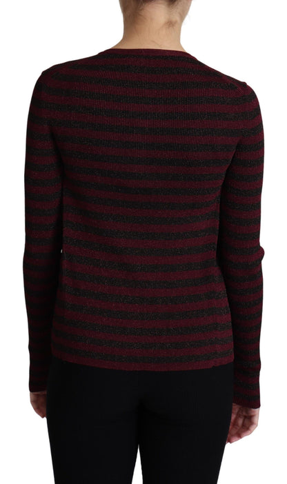 Maglione cardigan in viscosa a righe rosse nere