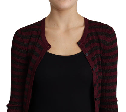 Maglione cardigan in viscosa a righe rosse nere