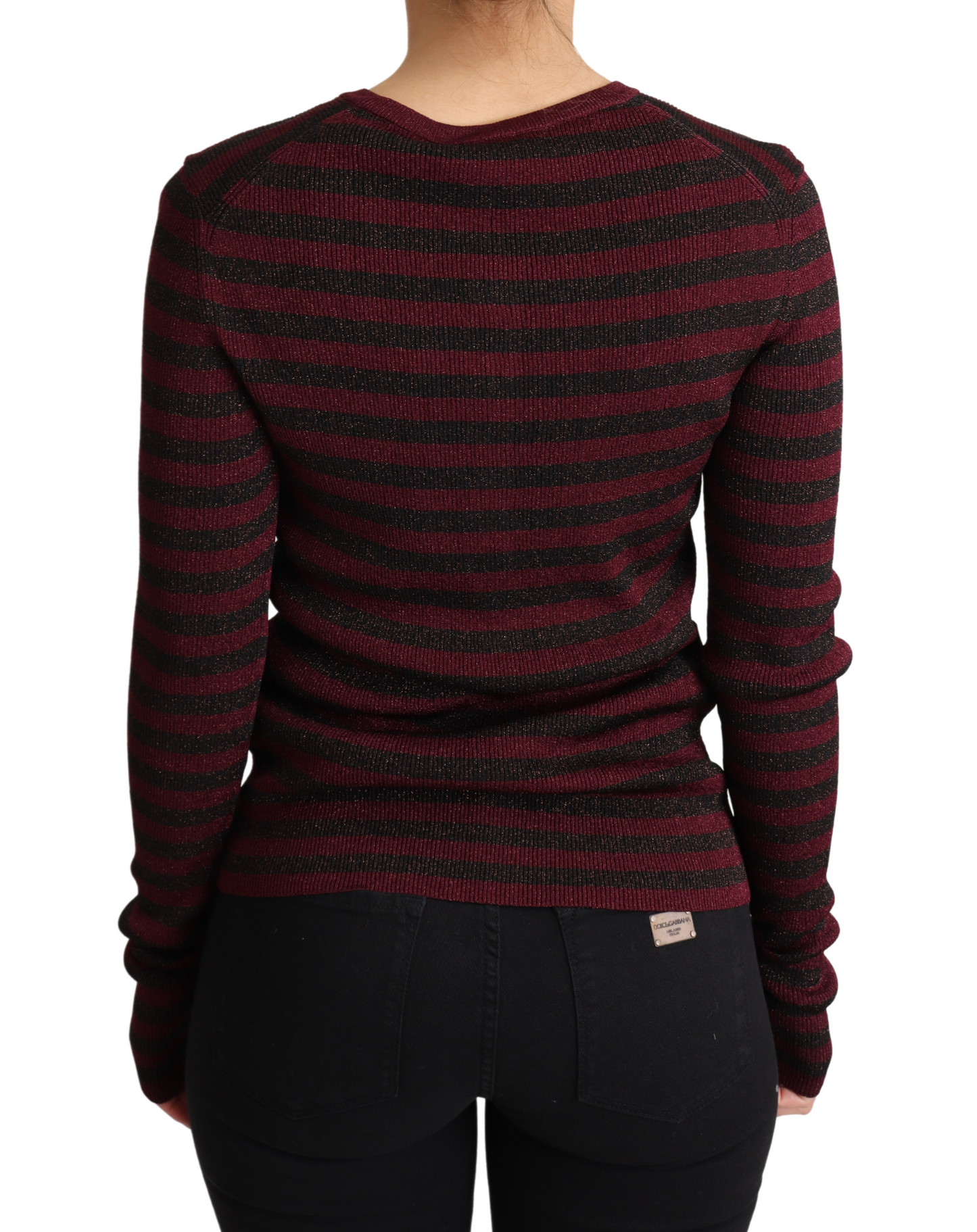 Maglione cardigan in viscosa a righe rosse nere