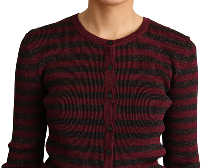 Maglione cardigan in viscosa a righe rosse nere