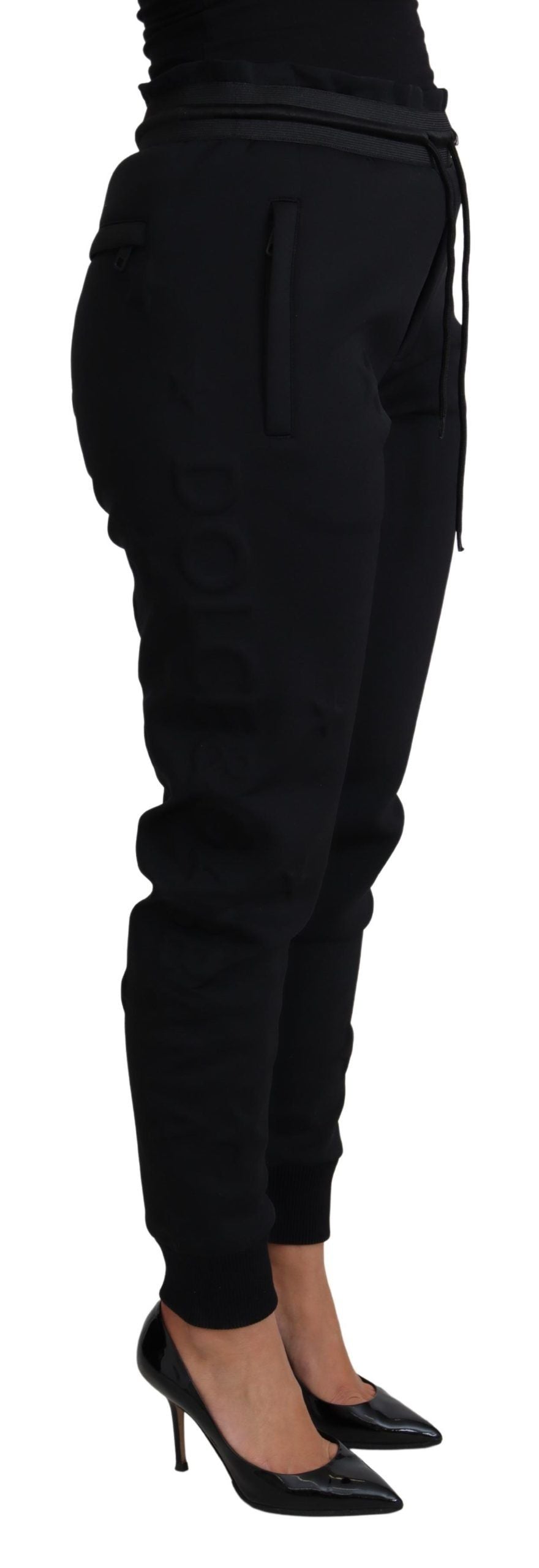 Schwarze Joggerhose aus Polyester-Neopren