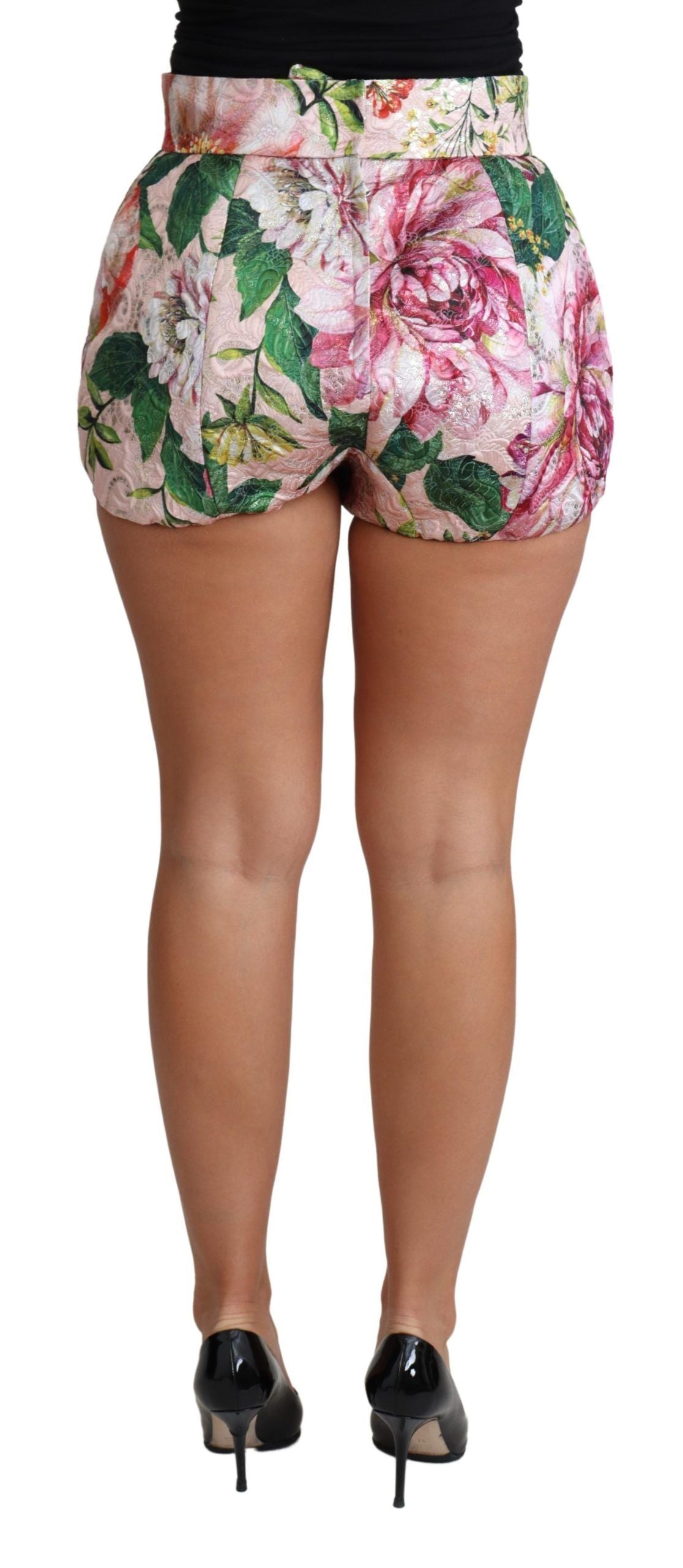 Rosafarbene Hotpants-Shorts aus Baumwolle mit Blumenmuster