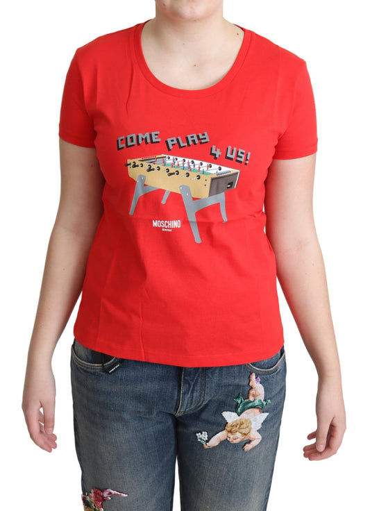 T-shirt in camicetta con stampa Come Play 4 Us in cotone rosso