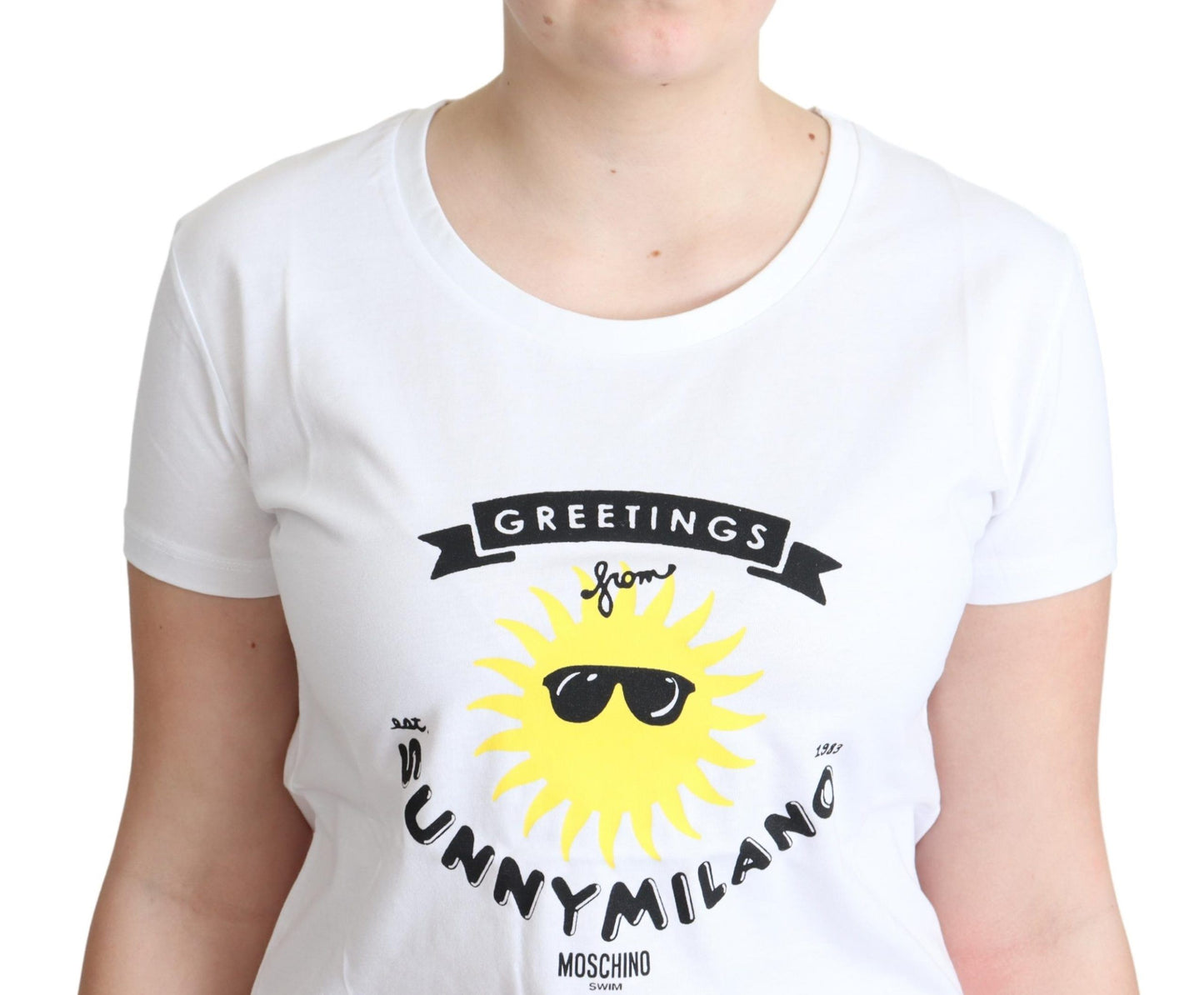 Weißes Baumwoll-T-Shirt mit Sunny Milano-Print