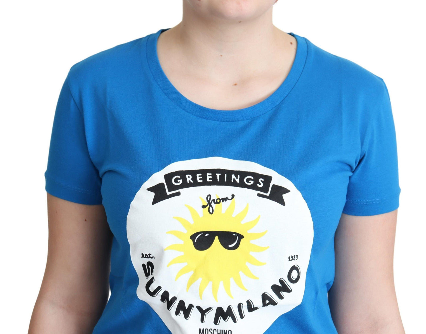 T-shirt bleu en coton imprimé Sunny Milano