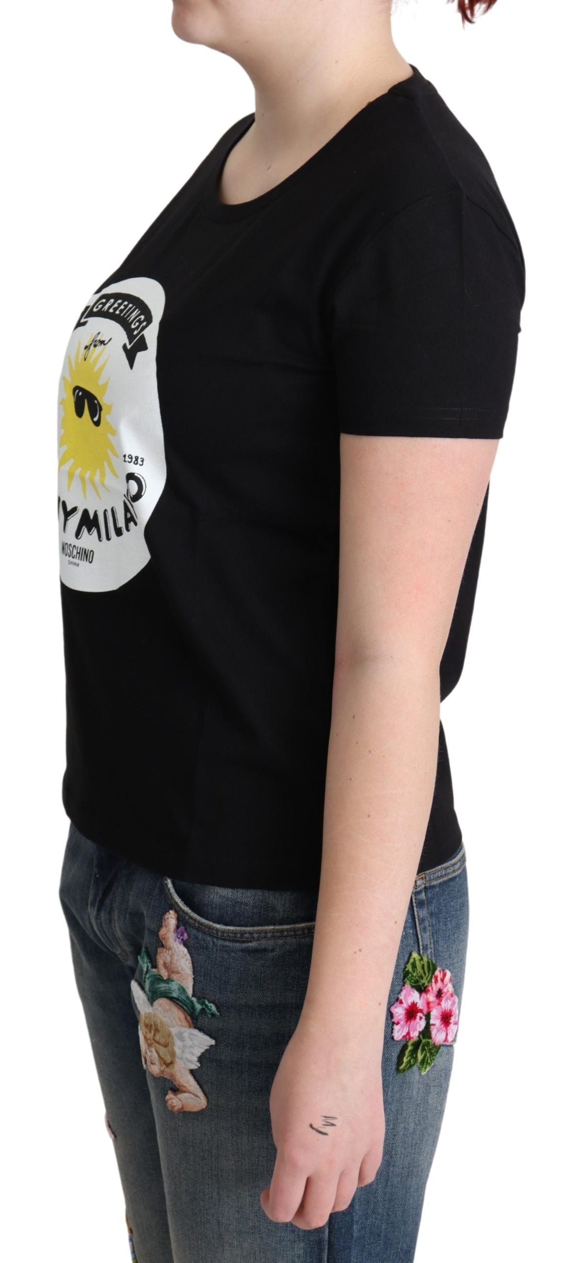 T-shirt con stampa Sunny Milano in cotone nero