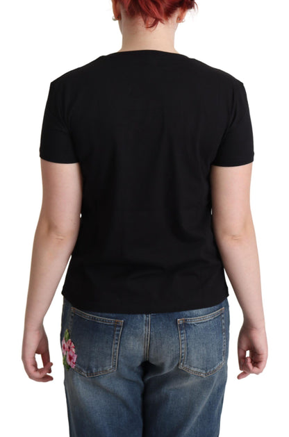 T-shirt con stampa Sunny Milano in cotone nero