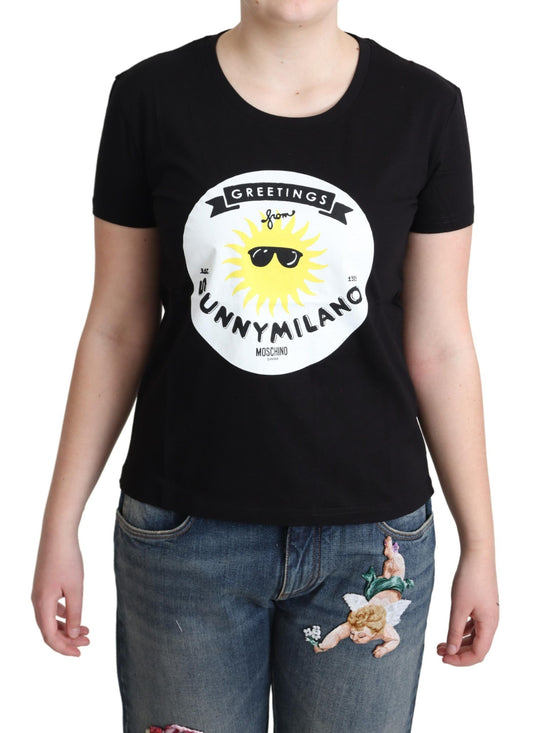 T-shirt con stampa Sunny Milano in cotone nero