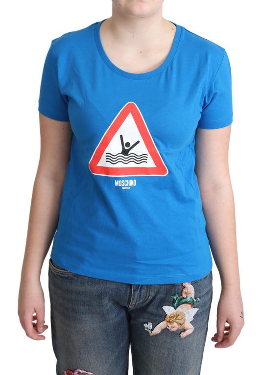 T-shirt triangle graphique en coton bleu