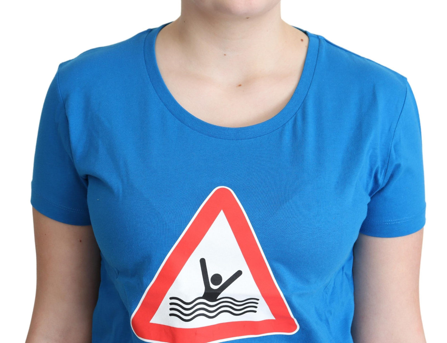 T-shirt triangle graphique en coton bleu