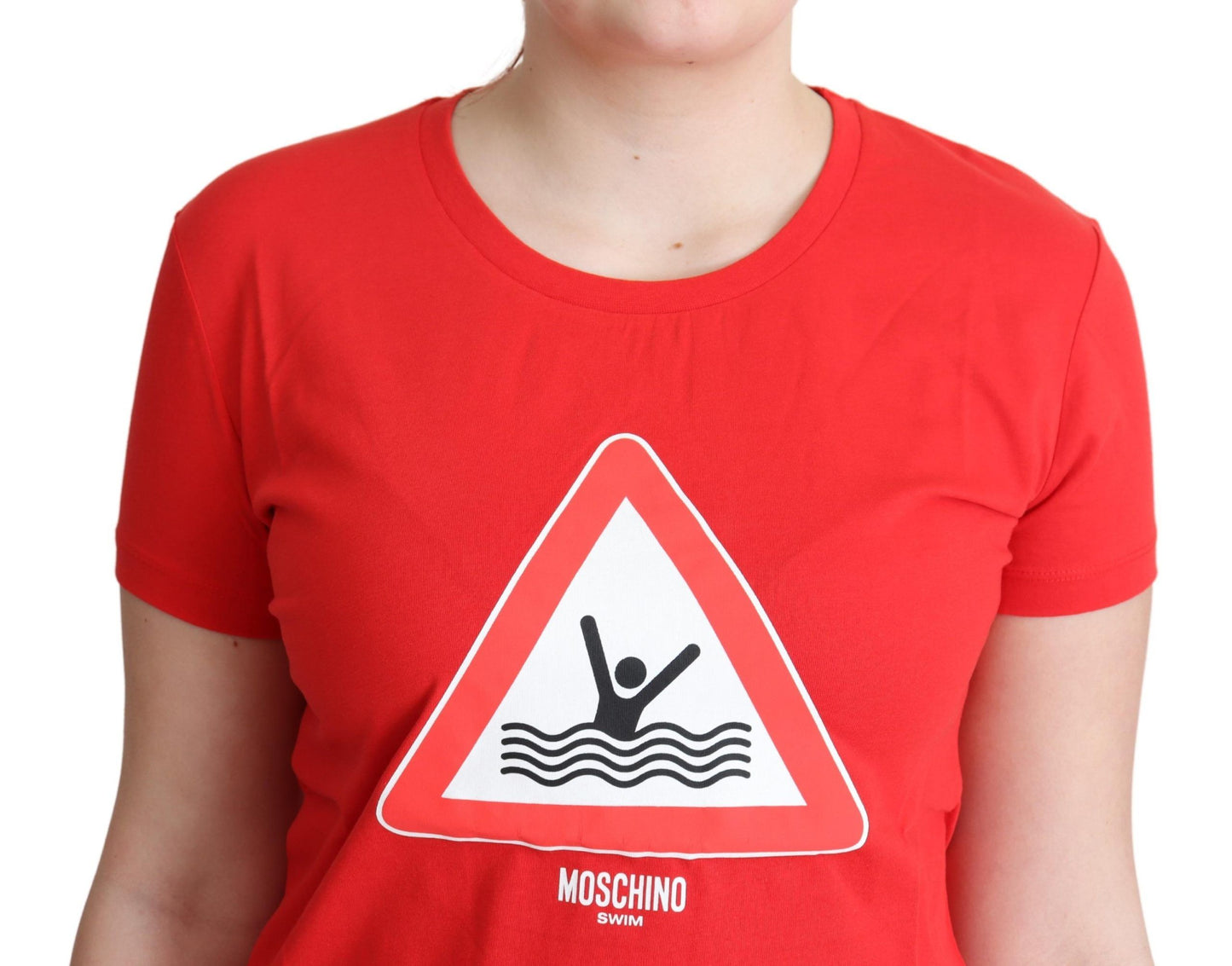 T-shirt con stampa triangolare grafica da bagno in cotone rosso