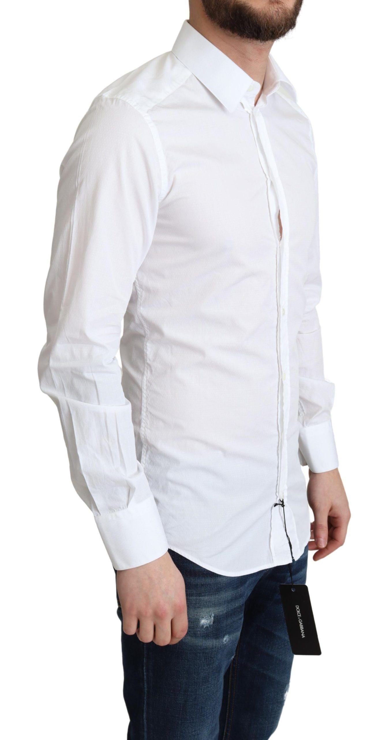 Camicia formale da uomo a maniche lunghe in cotone bianco