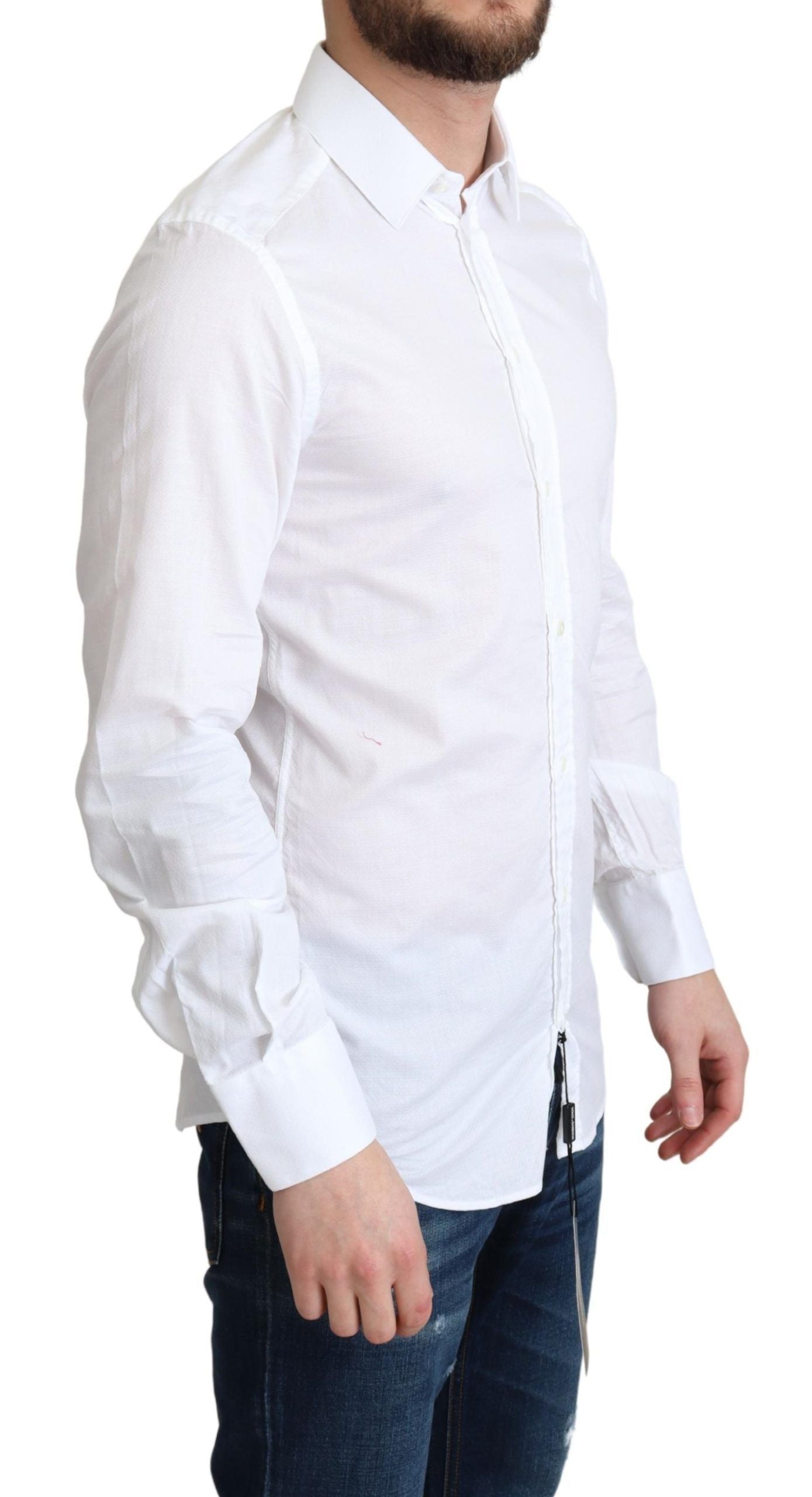 Camicia formale a maniche lunghe in cotone bianco