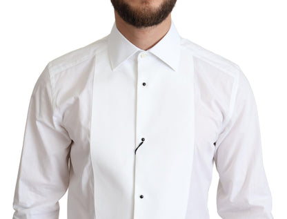 Camicia formale da uomo in popeline di cotone con bavaglino bianco