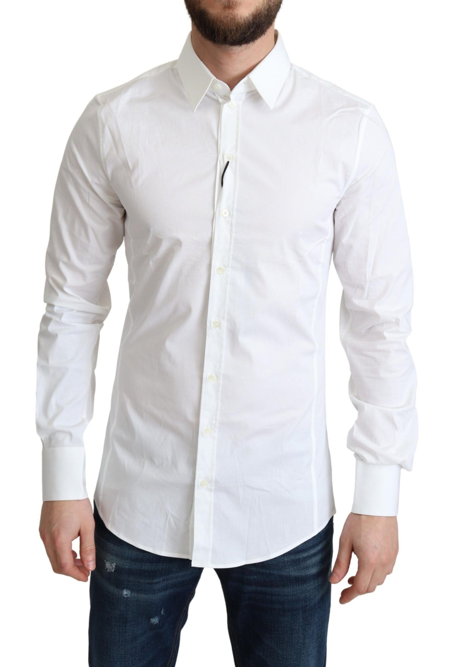 Chemise SICILIA formelle en coton stretch blanc pour hommes