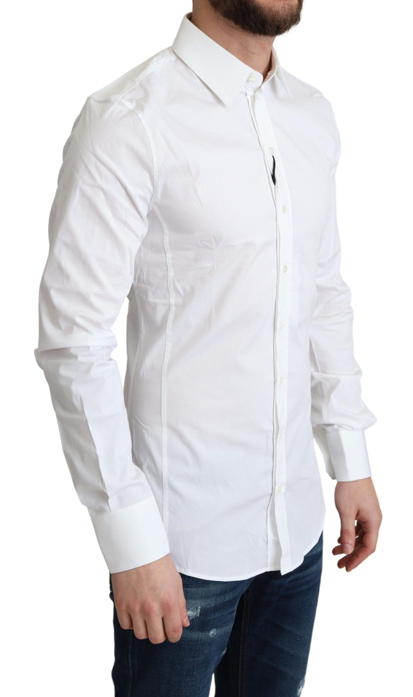 Chemise SICILIA formelle en coton stretch blanc pour hommes