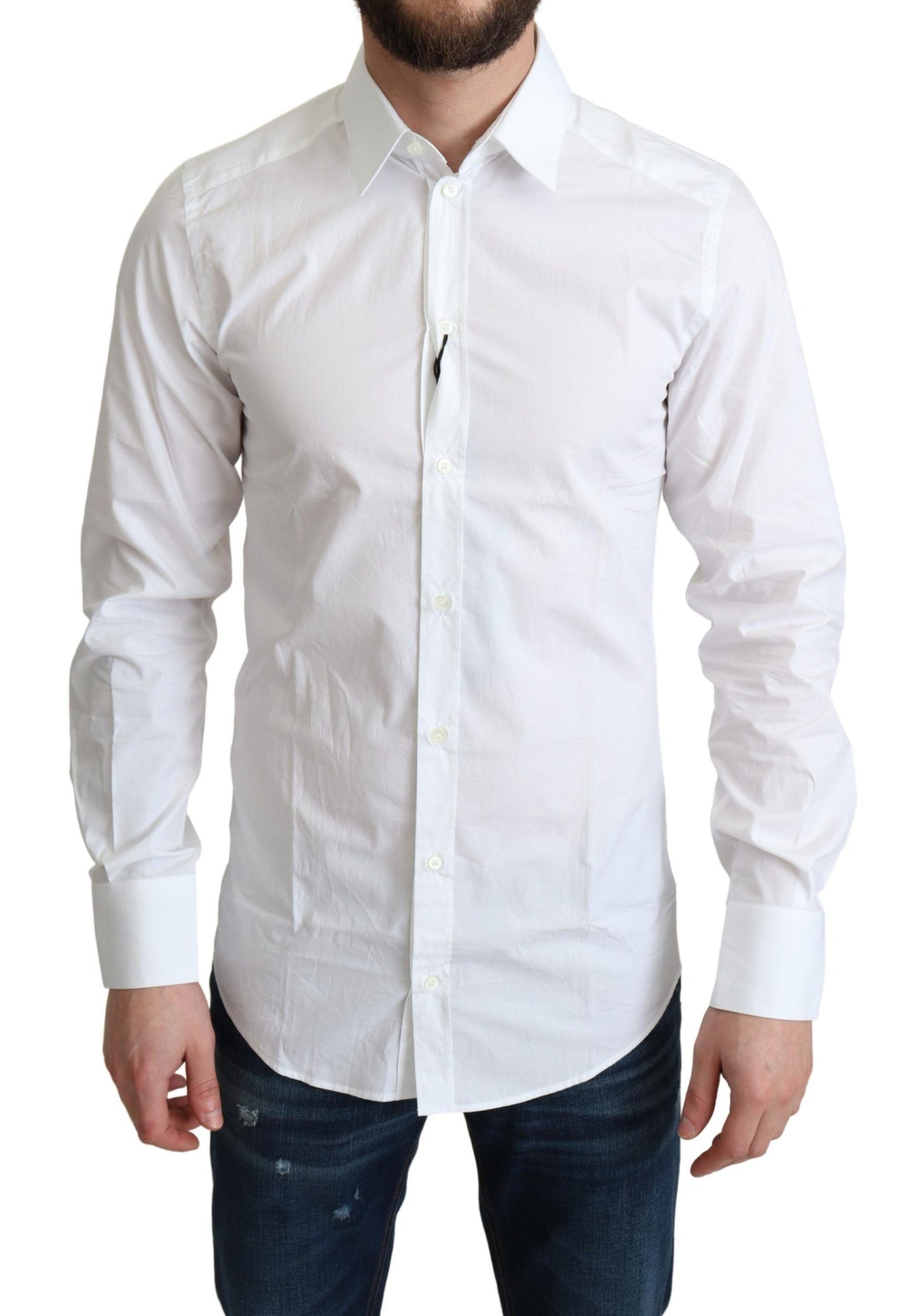 Camicia formale da uomo in puro cotone bianco