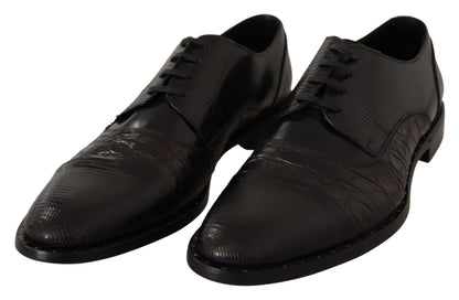 Chaussures formelles en cuir noir et peaux exotiques