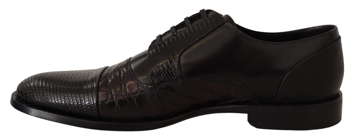 Chaussures formelles en cuir noir et peaux exotiques